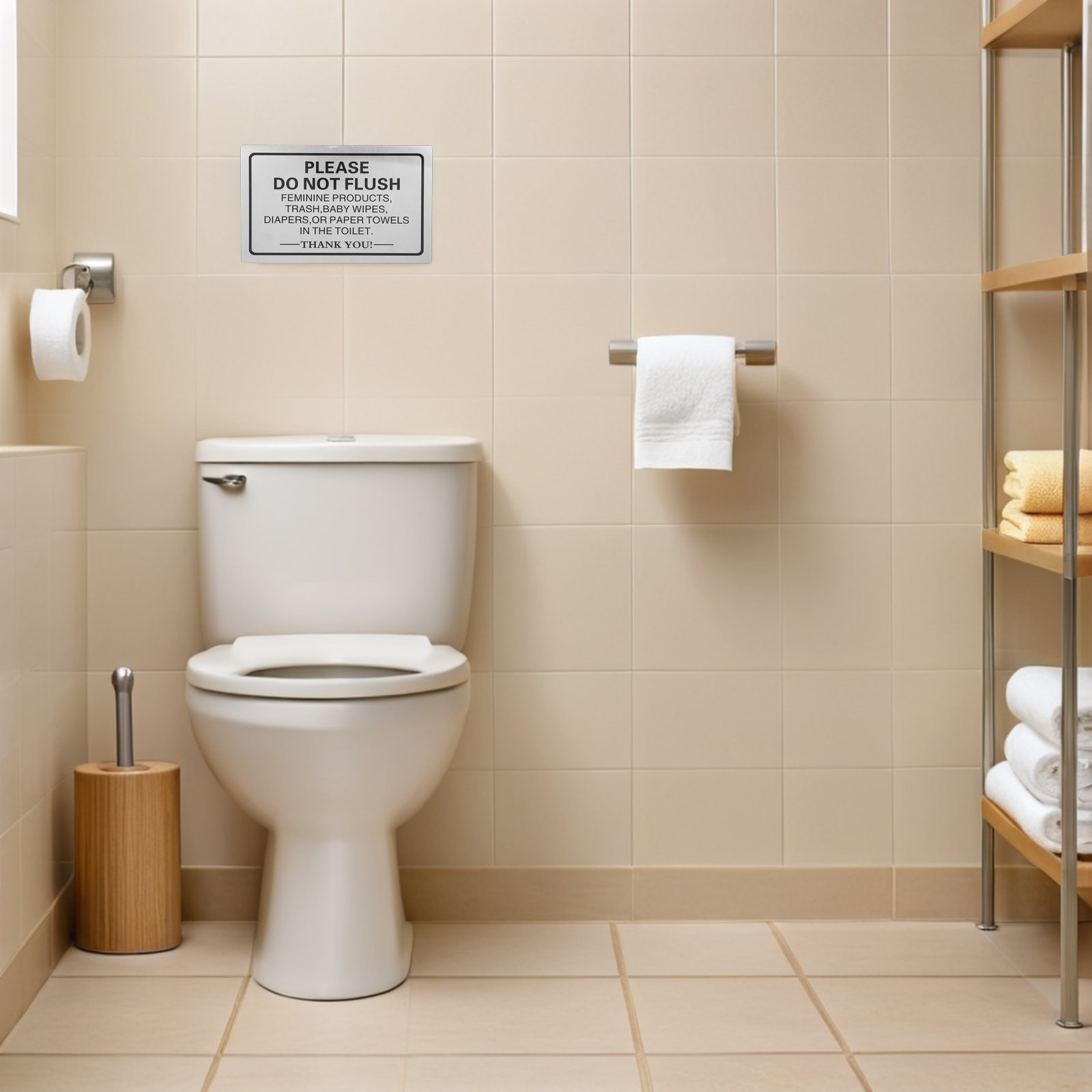 Home Bathroom Etiquette - 2 Pezzi di Cartelli in Alluminio