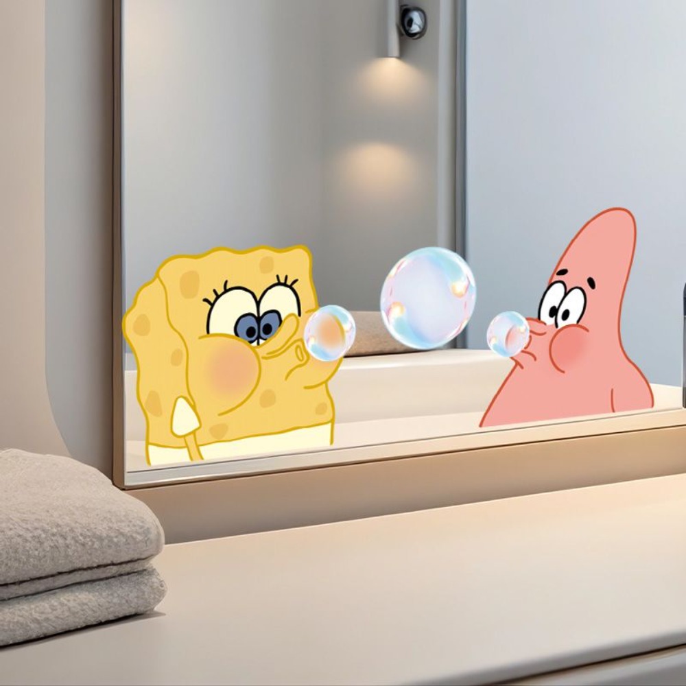 Home Theater Bathroom - Adesivi per specchio da bagno SpongeBob