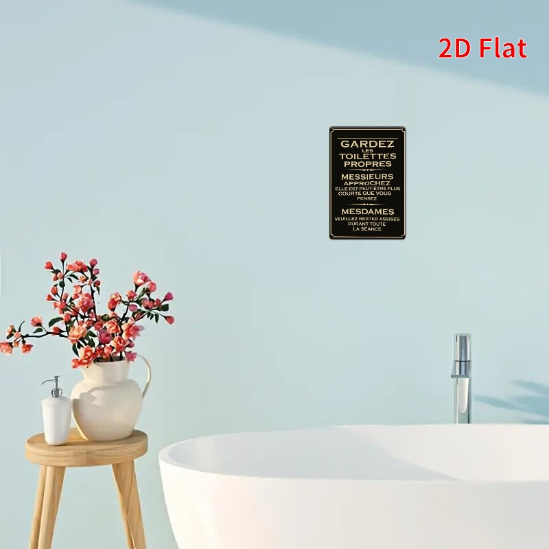 Targa in Metallo Vintage 2D, E - Home Bathroom Etiquette recensione e prezzo